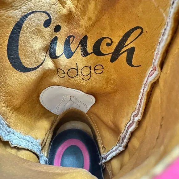 Cinch Edge Black Pink American Western Cowboy Boots Size 6.5B Women’s