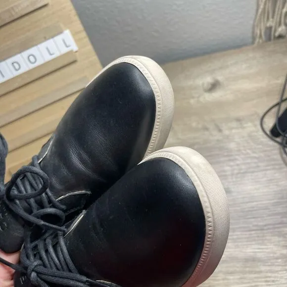 Clae Ellington Women’s 7 Black Leather Sneakers Shoes