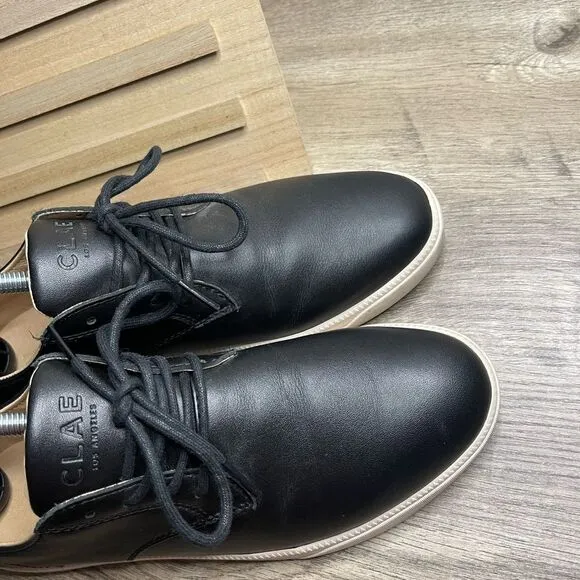 Clae Ellington Women’s 7 Black Leather Sneakers Shoes