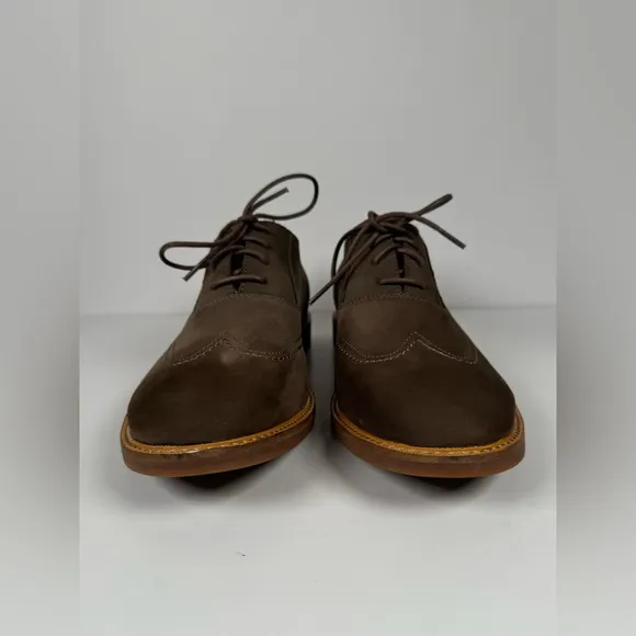 Clarks Atticus Vibe 261445337 Taupe Nubuck Wingtip Oxfords Shoes Men’s Size 12M