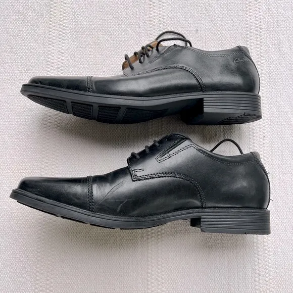 Clarks Men’s Tilden Cap Oxford Shoes Black Size 8.5