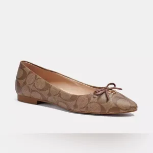 COACH ANNABEL SIG BALLET  KHAKI/SADDLE JACQUARD WOMEN’S SIZE 6 B US NEW