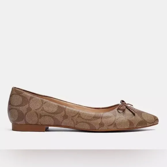 COACH ANNABEL SIG BALLET  KHAKI/SADDLE JACQUARD WOMEN’S SIZE 6 B US NEW