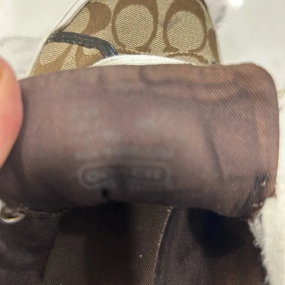 Coach Folly Women’s Lace Up Low Top Brown Monogram Sneaker Shoes Size 9