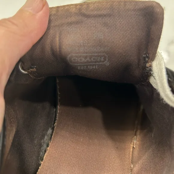 Coach Folly Women’s Lace Up Low Top Brown Monogram Sneaker Shoes Size 9
