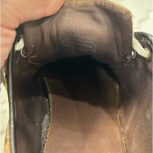 Coach Folly Women’s Lace Up Low Top Brown Monogram Sneaker Shoes Size 9