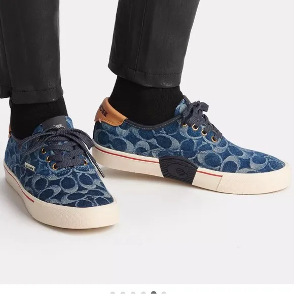 Coach Lowline Low Top Sneaker  shoes In Signature Denim