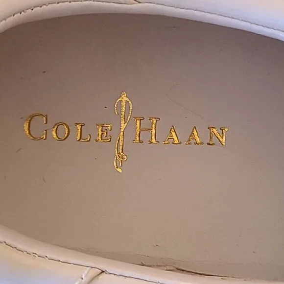 Cole Haan Beige Patent Leather Suede Perforated Lace Up Sneaker Shoes Size 6