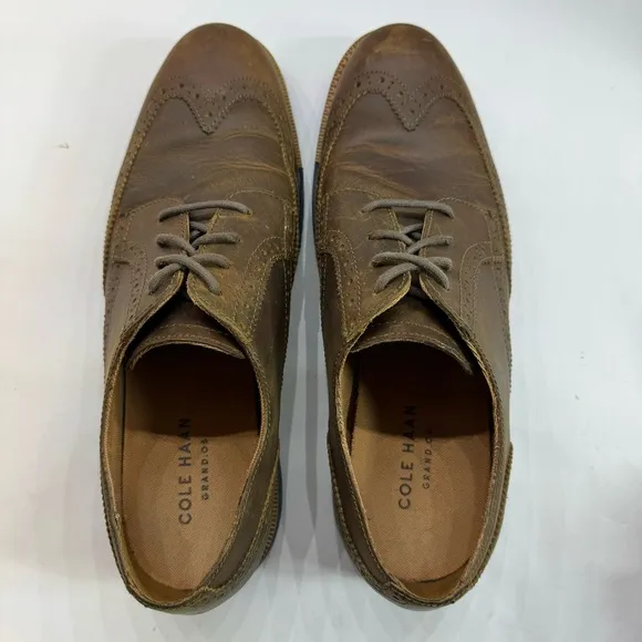 Cole Haan Grand OS Wingtip Oxford Brown Leather Shoes C21826 Men’s Size 9