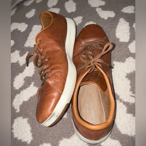 Cole Haan GrandPro Grand OS Leather Casual Shoes Tennis Brown Men's Size 13 W