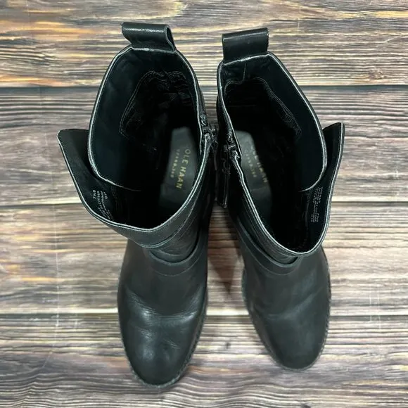 Cole Haan Leela Grand Moto‎ Black Leather Women's Boots