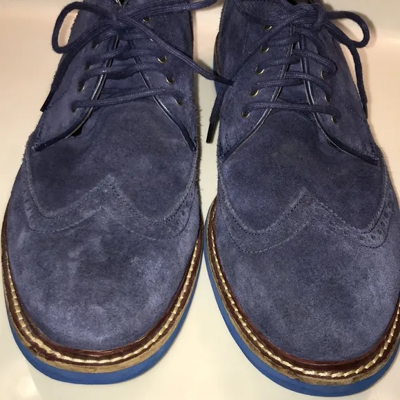 Cole Haan Men’s Franklin Wing II Peacoat Suede Navy Blue Lace-Up Oxford Shoes