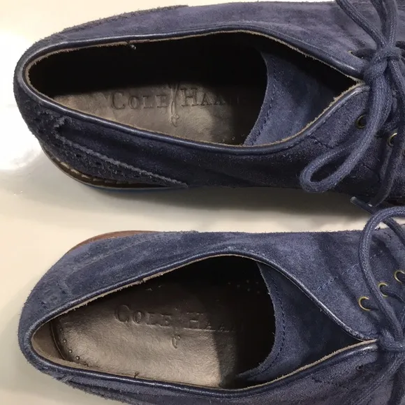 Cole Haan Men’s Franklin Wing II Peacoat Suede Navy Blue Lace-Up Oxford Shoes
