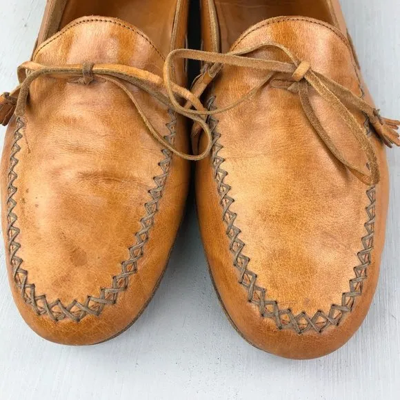 Cole Haan Men's Size 10.5 Brown Closed Moc Toe Tie Detail Slip On Loafers Shoes