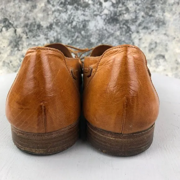 Cole Haan Men's Size 10.5 Brown Closed Moc Toe Tie Detail Slip On Loafers Shoes