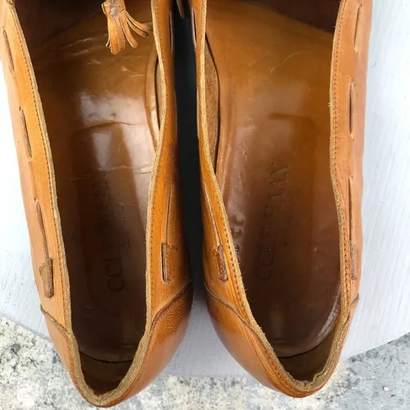 Cole Haan Men's Size 10.5 Brown Closed Moc Toe Tie Detail Slip On Loafers Shoes