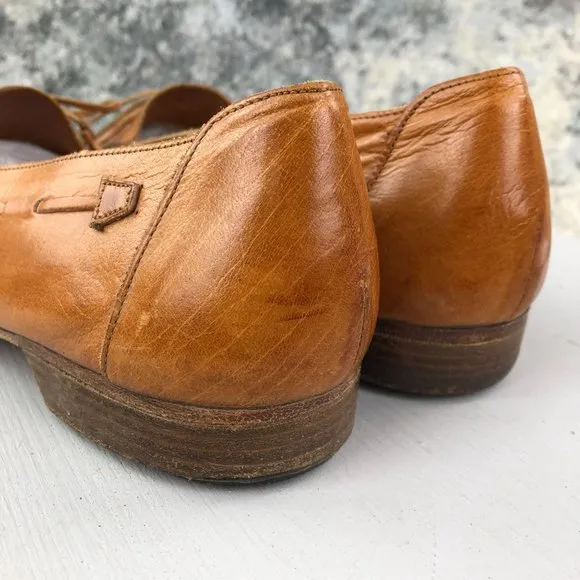 Cole Haan Men's Size 10.5 Brown Closed Moc Toe Tie Detail Slip On Loafers Shoes