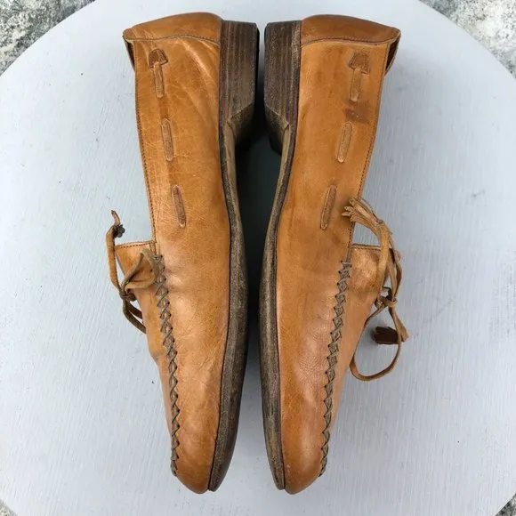 Cole Haan Men's Size 10.5 Brown Closed Moc Toe Tie Detail Slip On Loafers Shoes