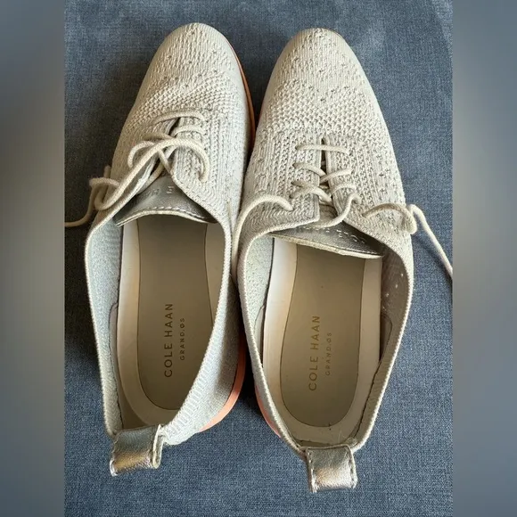 Cole Haan Womens Original Grand Stitch Lite Wingtip Lace Up Shoes SZ 8.5 Grey