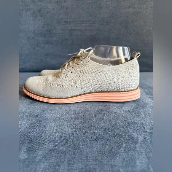 Cole Haan Womens Original Grand Stitch Lite Wingtip Lace Up Shoes SZ 8.5 Grey