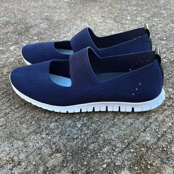 Cole Haan Zerogrand Mary Jane Knit Sneaker Loafer Women’s Shoes Sz 8.5 Navy