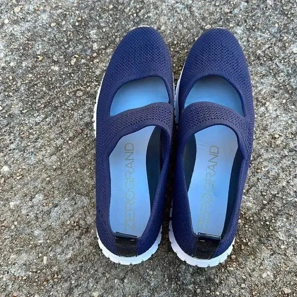 Cole Haan Zerogrand Mary Jane Knit Sneaker Loafer Women’s Shoes Sz 8.5 Navy