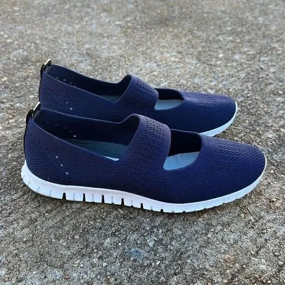 Cole Haan Zerogrand Mary Jane Knit Sneaker Loafer Women’s Shoes Sz 8.5 Navy