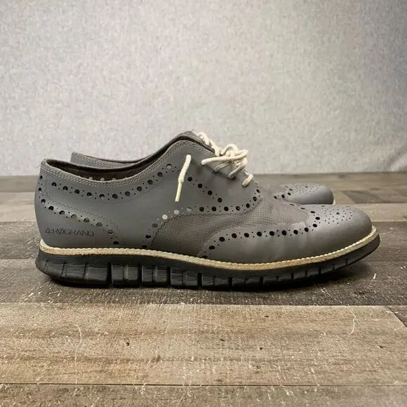Cole Haan Zerogrand Men’s Size 9.5 Athletic Wingtip Oxford Shoes Grey Leather