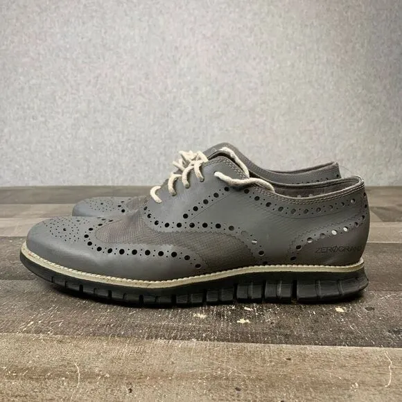 Cole Haan Zerogrand Men’s Size 9.5 Athletic Wingtip Oxford Shoes Grey Leather