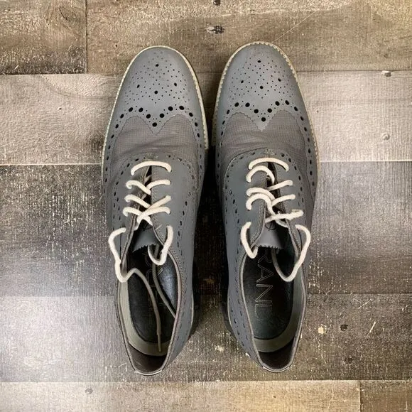 Cole Haan Zerogrand Men’s Size 9.5 Athletic Wingtip Oxford Shoes Grey Leather