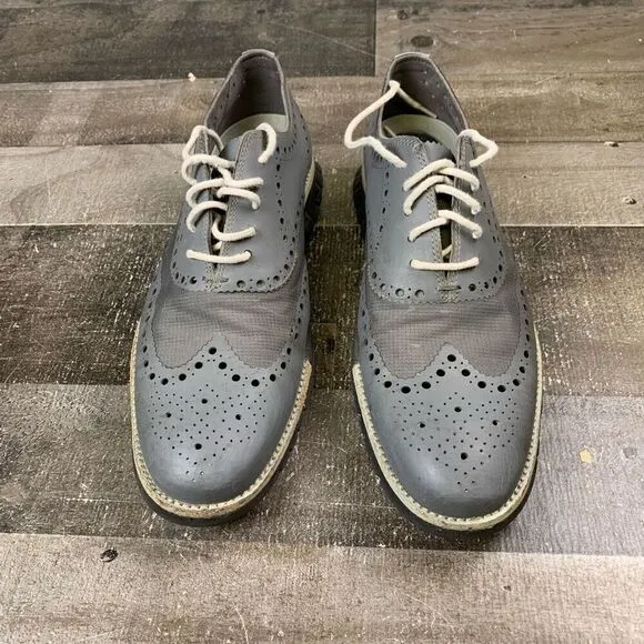 Cole Haan Zerogrand Men’s Size 9.5 Athletic Wingtip Oxford Shoes Grey Leather
