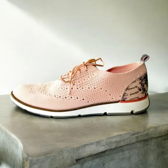COLE HAAN ZEROGRAND  Oxford Peach Whip Stitchlite Snake Print Size 9.5 B