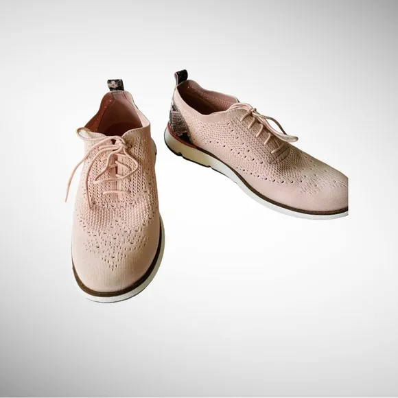 COLE HAAN ZEROGRAND  Oxford Peach Whip Stitchlite Snake Print Size 9.5 B