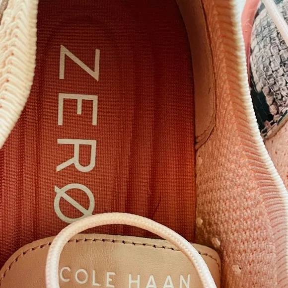 COLE HAAN ZEROGRAND  Oxford Peach Whip Stitchlite Snake Print Size 9.5 B