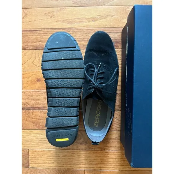 Cole Haan Zerogrand wingtip shoes black suede
