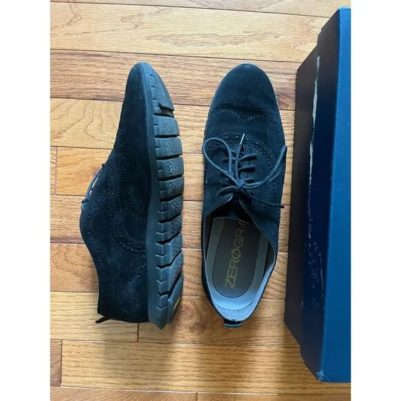 Cole Haan Zerogrand wingtip shoes black suede