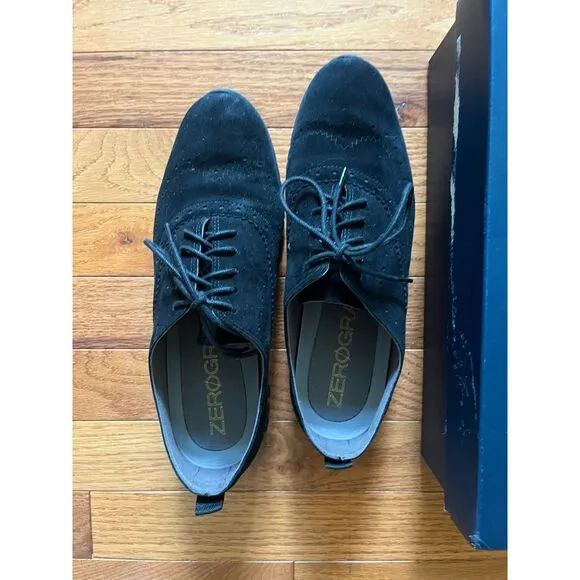Cole Haan Zerogrand wingtip shoes black suede