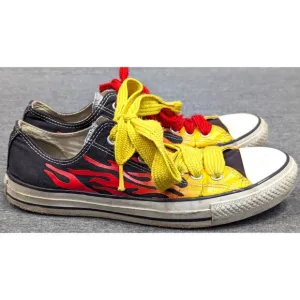 CONVERSE All Star Shoes - Flame OX, Lo Chucks, Fire, 8.5 (Men) 10.5 (Women)
