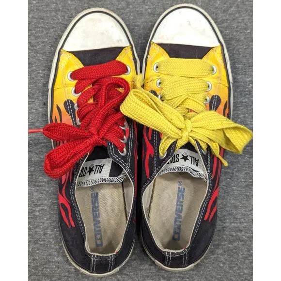 CONVERSE All Star Shoes - Flame OX, Lo Chucks, Fire, 8.5 (Men) 10.5 (Women)