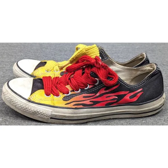 CONVERSE All Star Shoes - Flame OX, Lo Chucks, Fire, 8.5 (Men) 10.5 (Women)
