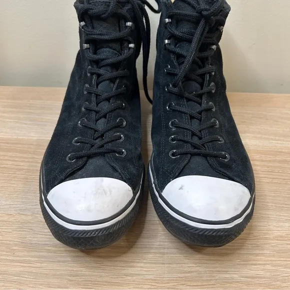 Converse All Star Shoes Men 10.5 Black Suede Leather Faux Fur Hi Top Lace Up GTX