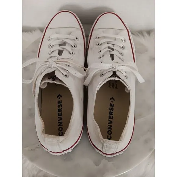Converse All Star Unisex Mens 11 Womens 13 Low Top White Sneakers Shoes