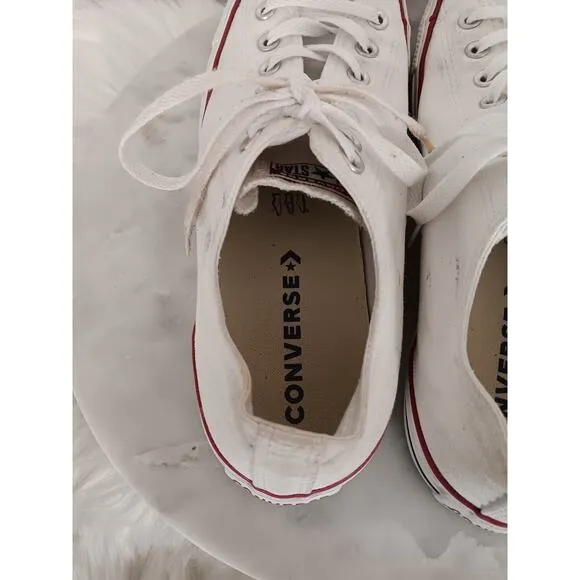 Converse All Star Unisex Mens 11 Womens 13 Low Top White Sneakers Shoes