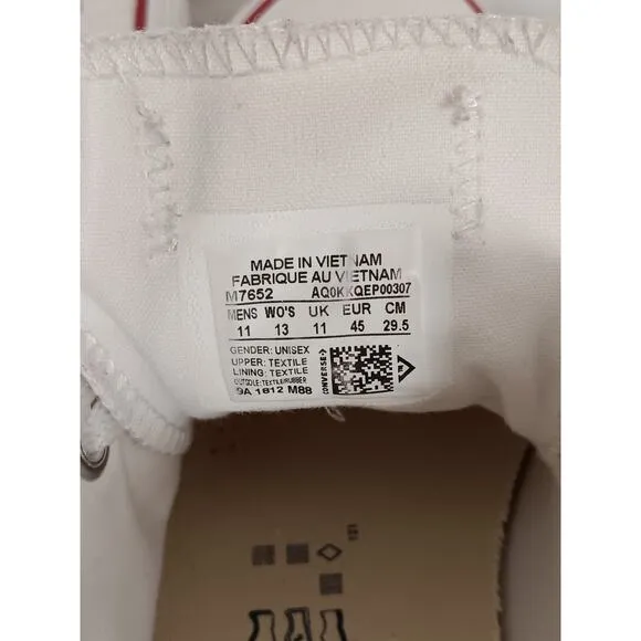 Converse All Star Unisex Mens 11 Womens 13 Low Top White Sneakers Shoes