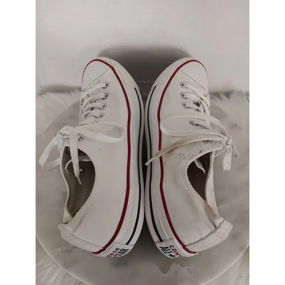 Converse All Star Unisex Mens 11 Womens 13 Low Top White Sneakers Shoes
