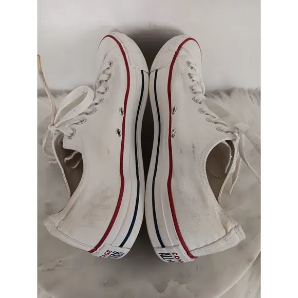 Converse All Star Unisex Mens 11 Womens 13 Low Top White Sneakers Shoes