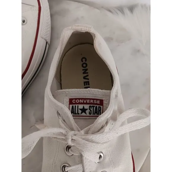 Converse All Star Unisex Mens 11 Womens 13 Low Top White Sneakers Shoes