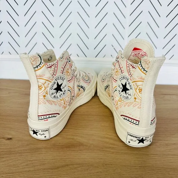 ⭐Converse Chuck 70 Plus Hi 6.5 Men's Shoes Beige Floral Paisley Sneakers A08172C
