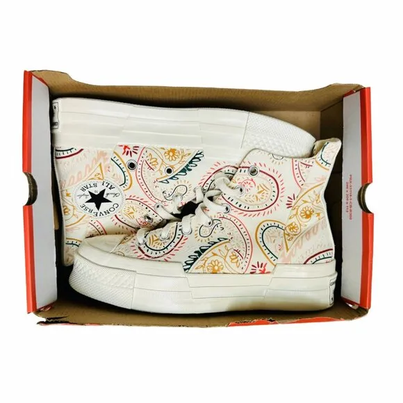 ⭐Converse Chuck 70 Plus Hi 6.5 Men's Shoes Beige Floral Paisley Sneakers A08172C