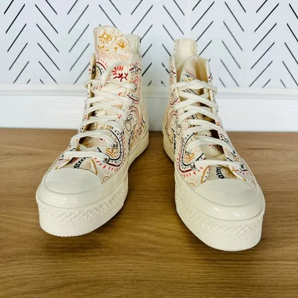 ⭐Converse Chuck 70 Plus Hi 6.5 Men's Shoes Beige Floral Paisley Sneakers A08172C